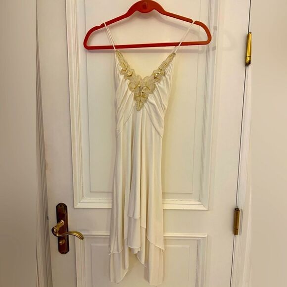 White dress with gold embellishments in medium - Picture 1 of 6